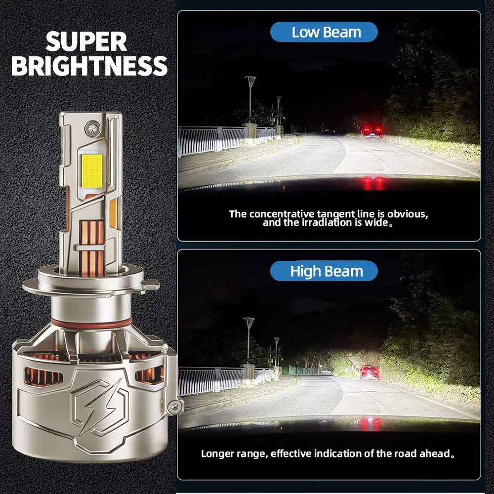 E-mark Infitary 9 Copper Tube 400W H7 LED Headlight High Power Car Light Bulb H4 H11 H1 9005 9006 9012 High Low Beam 9007 H13 view 2