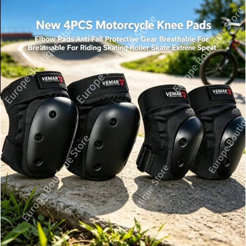 

2026NEW 4PCS Motorcycle Knee Pads Elbow Pads Anti Fall Protective Gear Breathable for Riding Skating Roller Skate Extreme Sports