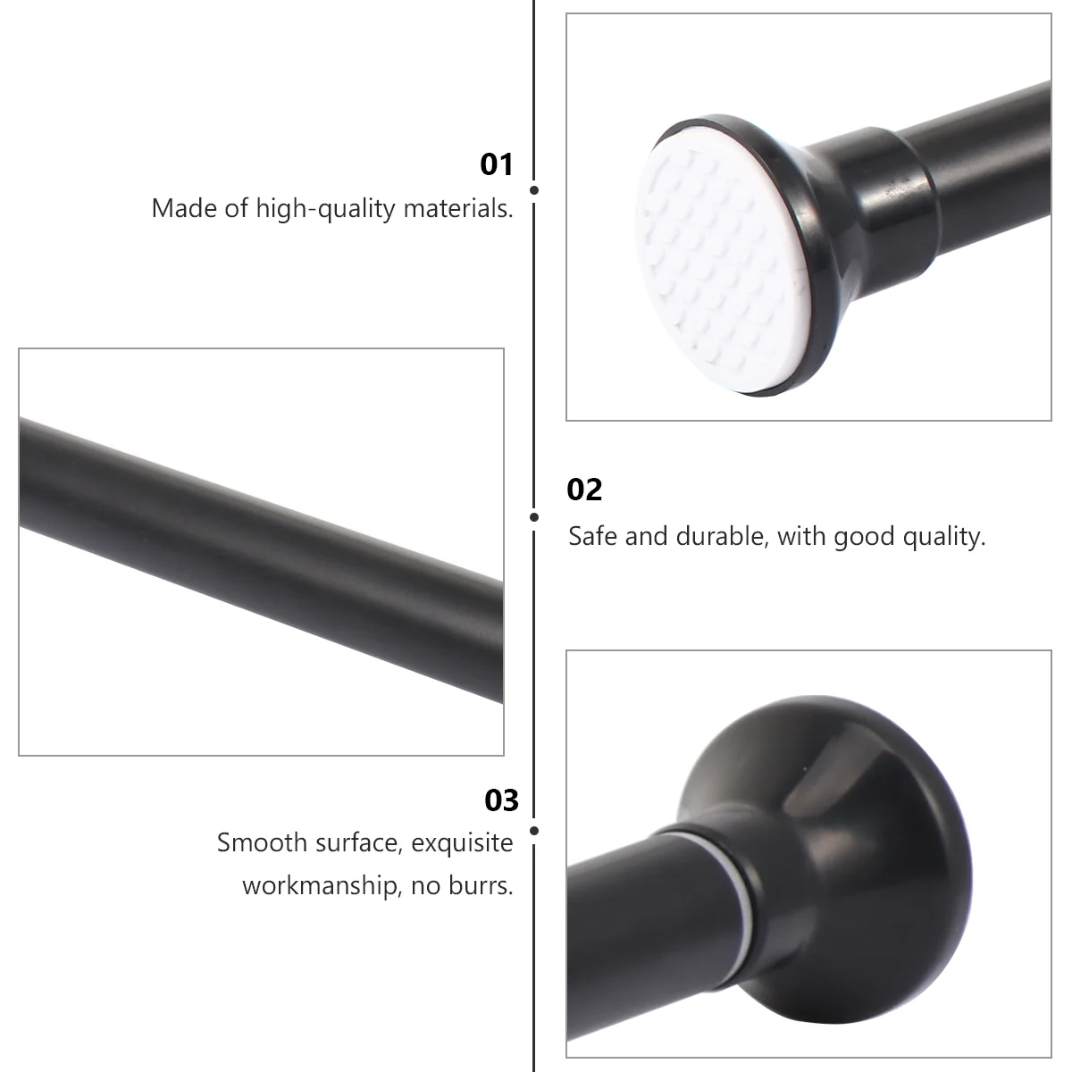 Tie Rod Clothes Rail Black Curtain Shower Alloy Retractable Multipurpose Closet