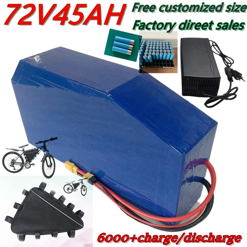 

Литий-ионный треугольный аккумулятор BMS li ion72v 45Ah 20S для 5000w 6000w горного велосипеда скутера мотоцикла + зарядное устройство 10A