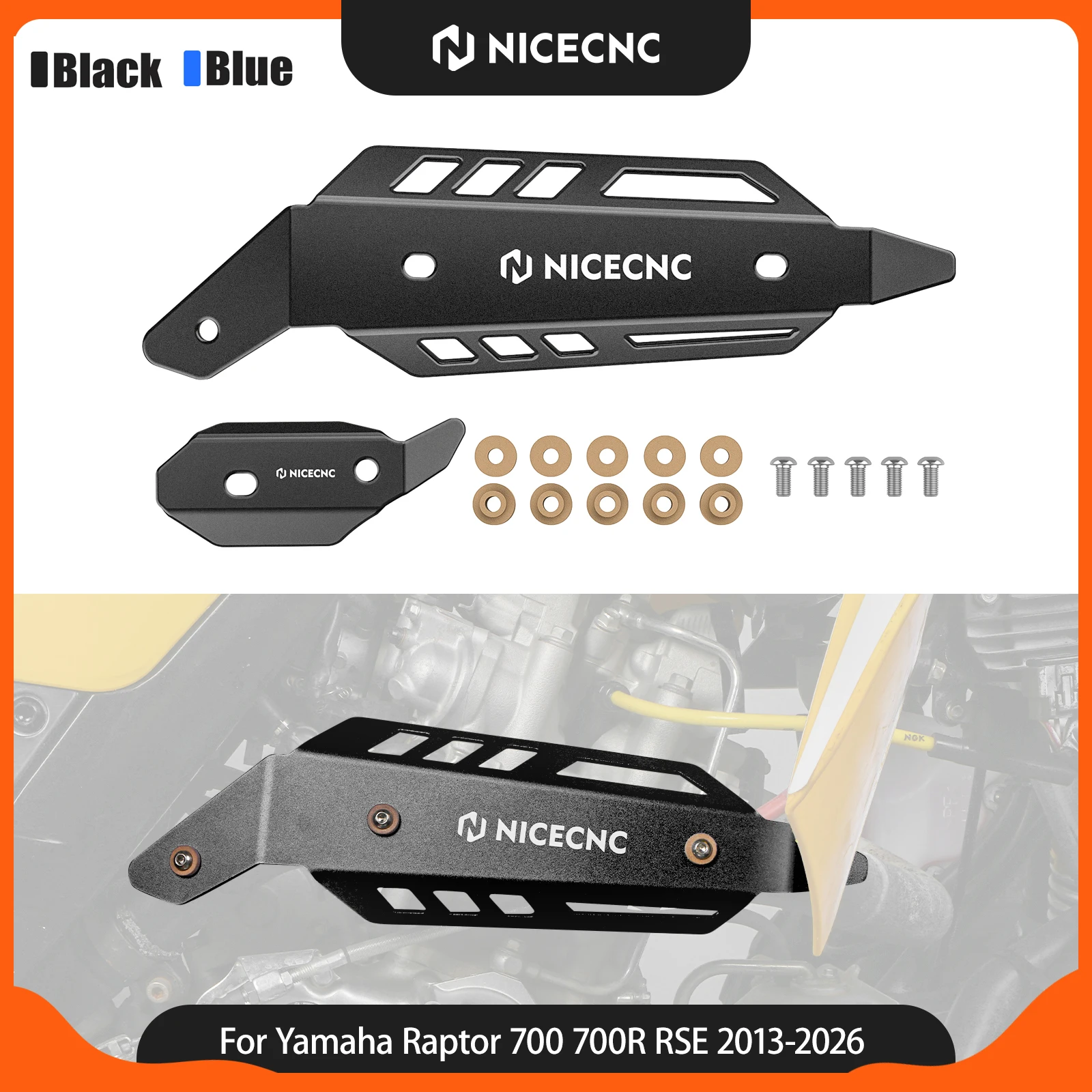 NICECNC Mid Pipe Heat Shield For Yamaha RAPTOR 700 700R RSE SPECIAL 2015-2024 Cover Guard Protector Aluminum ATV Accessories