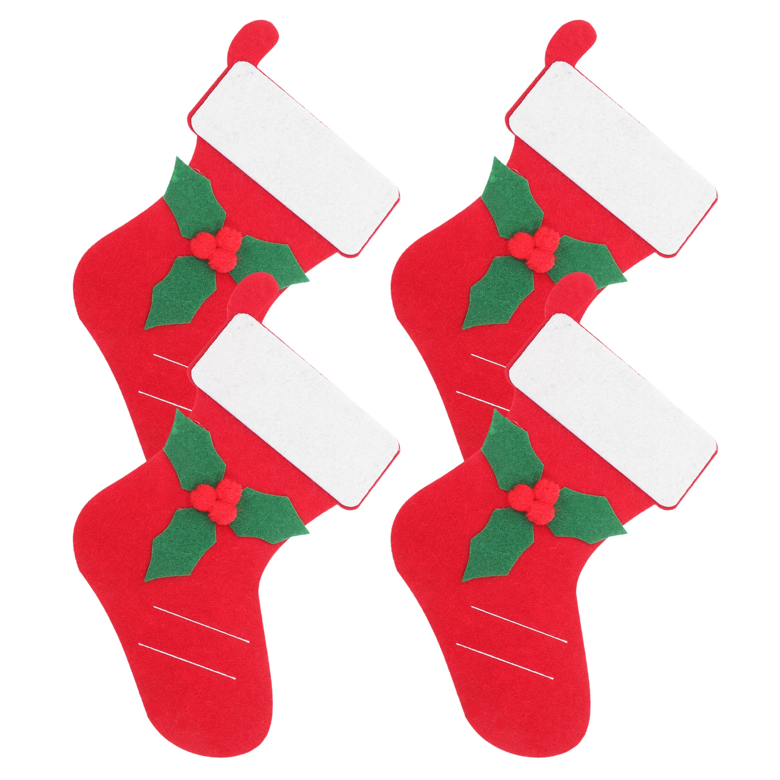 

4Pcs Christmas Tableware Stocking Felt Cutlery Bag Holder Party Decoration Home Restaurant Dinner Sock Type Pouch Storage