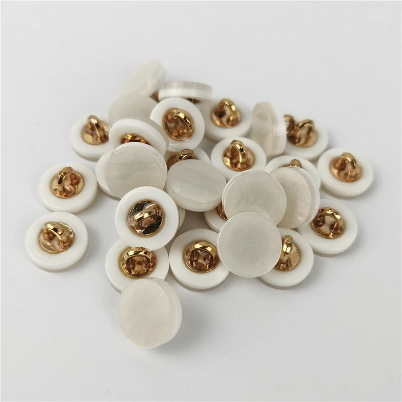 11.5mm Imitation Shell Resin Metal Shank Buttons for Sewing Fashion Shirt Blouse Dress Cuff Collar Handmade Decoration