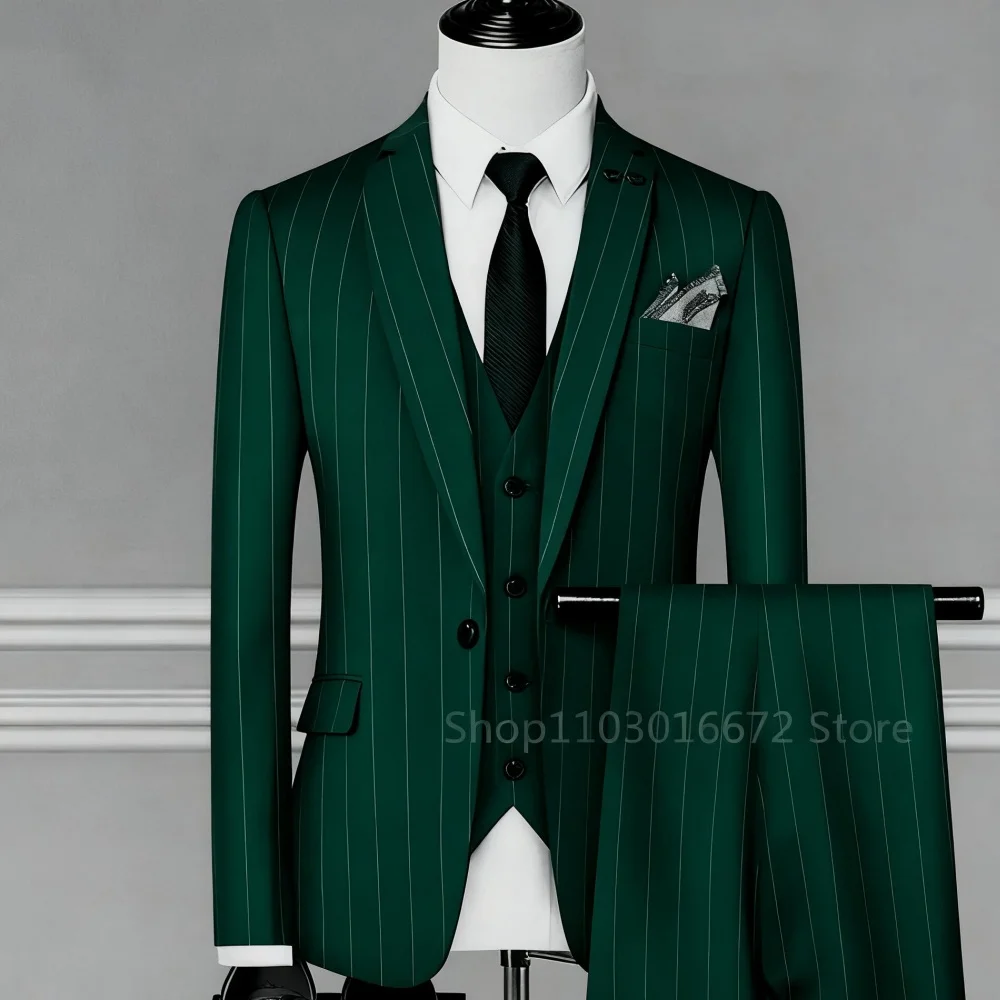 Elegante abito da uomo d'affari in 3 pezzi nero grigio slim fit giacca da sposa gilet sottile regolabile Ternos per la moda maschile