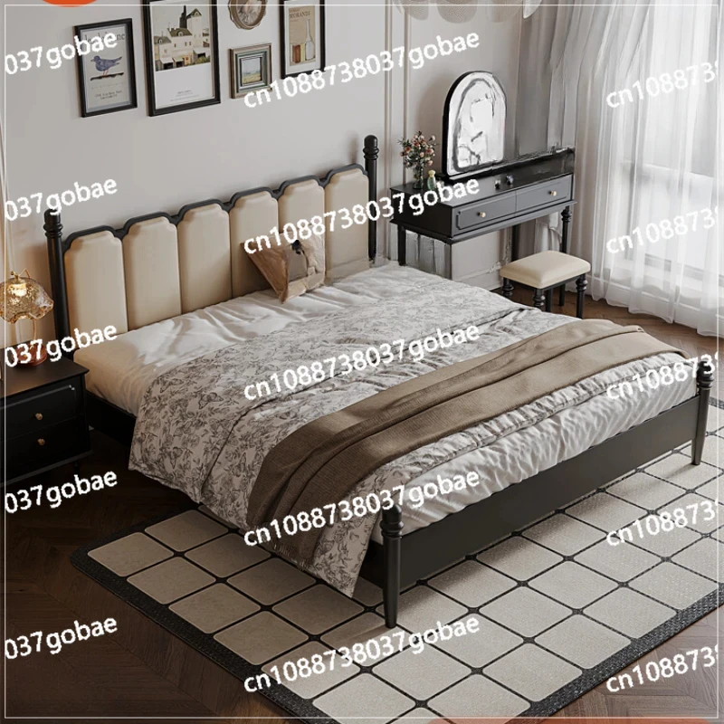 ZC retro solid wood bed 1.8 meters medium and ancient style master and second bedroom double bed 1.5 black bed