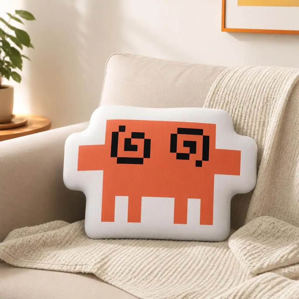 Pixel Claude Code Shaped Throw Pillow Stuffed Cushion Sea Life Coastal Beach House Home Decor Sofa Accent Gift for Ocean Lovers