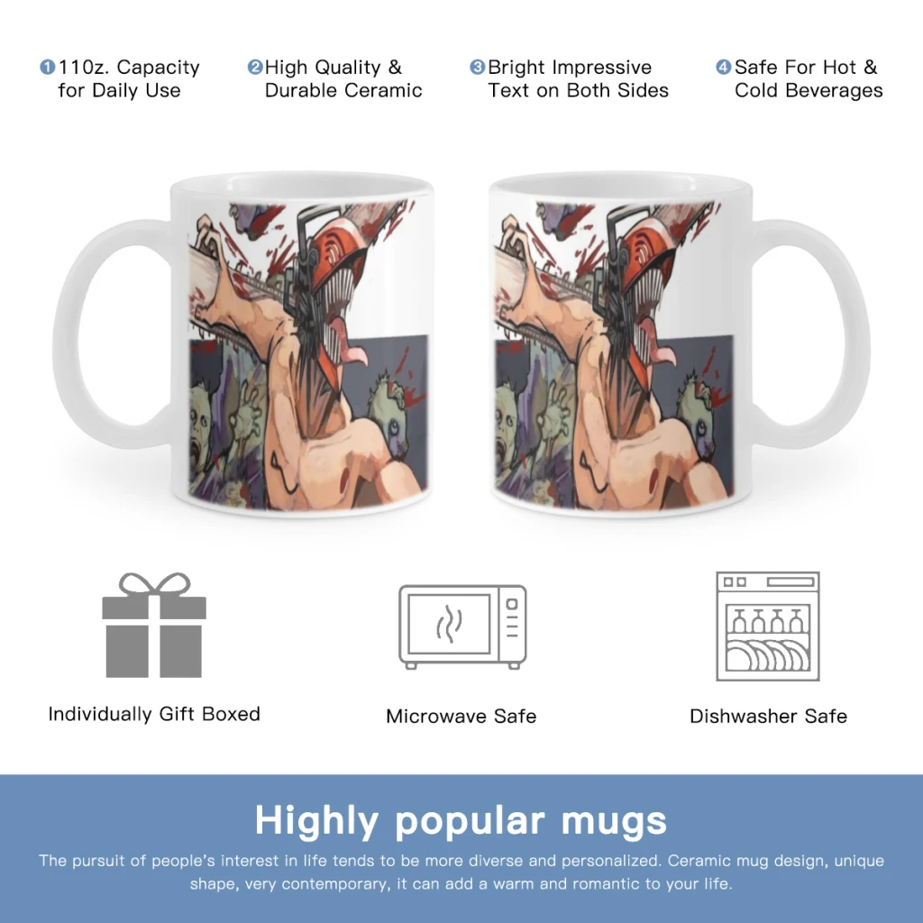 

Chainsaw Man Anime Free shipping Coffee Mug Custom Tea Cup Black Milk Beer Mugs Lovers Friends Gifts