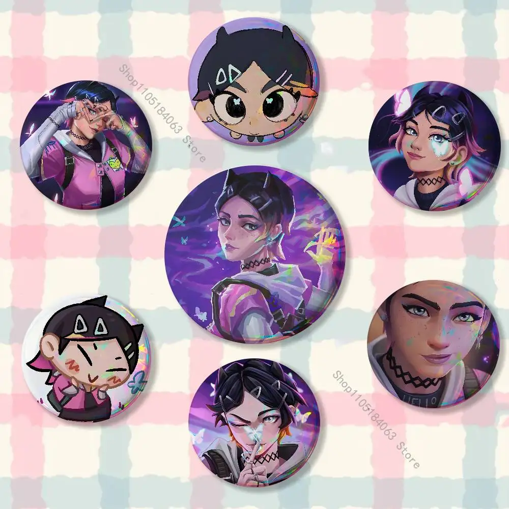 Clove V-Valorant-S Game Creative Round Badge Button Pin Bag Decor Fans Collection Friends Gift Brooch