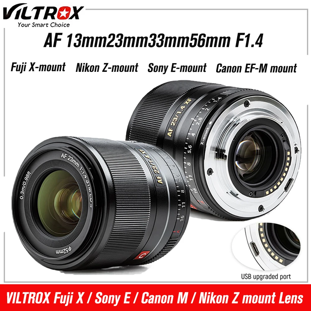 

VILTROX Lens 23mm 33mm 56mm 13mm F1.4 Sony E Nikon Z Fuji X Canon M Mount Lens Portrait Auto Focus APS-C DSLR Camera Lenses