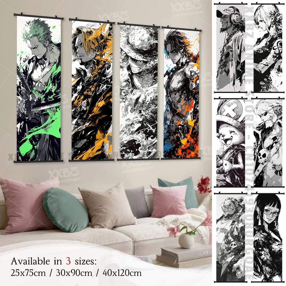 

Anime Wall Art Canvas Mural Straw Hat Pirates Hanging Painting Print Poster Scrolls Pictures Home Decoration For ONE PIECE Fans