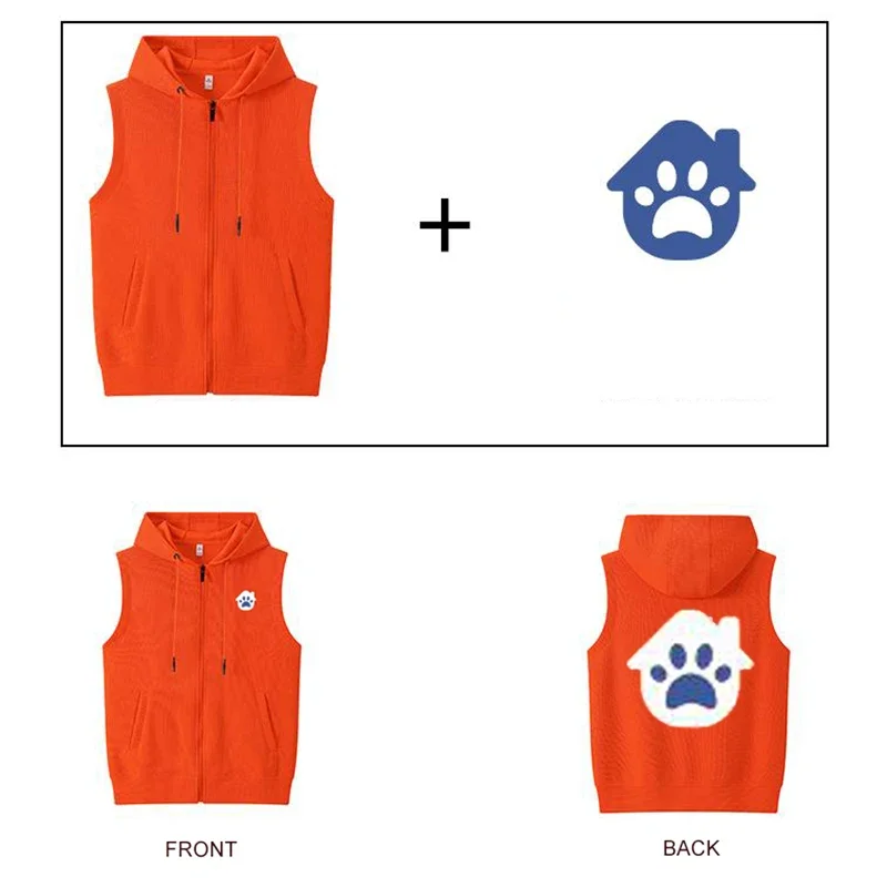 Personalised Hoodie Sleeveless Zipper Vest for Men Women Comppany Team Clothes Custom Logo Streewear Coat 100% Polyester