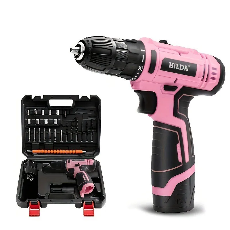 Bor tangan warna pink 10mm dua - Power Tools Pink ulasan dan harga
