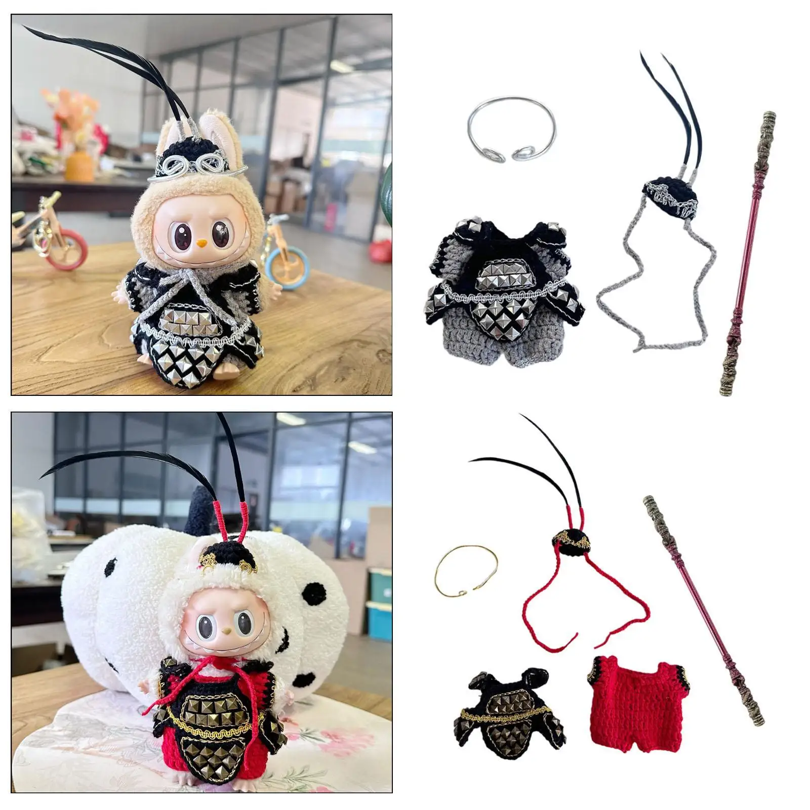 5Pcs Dolls Jumpsuit and Coat Headband for 15-17cm Dolls Dress up Girl Dolls