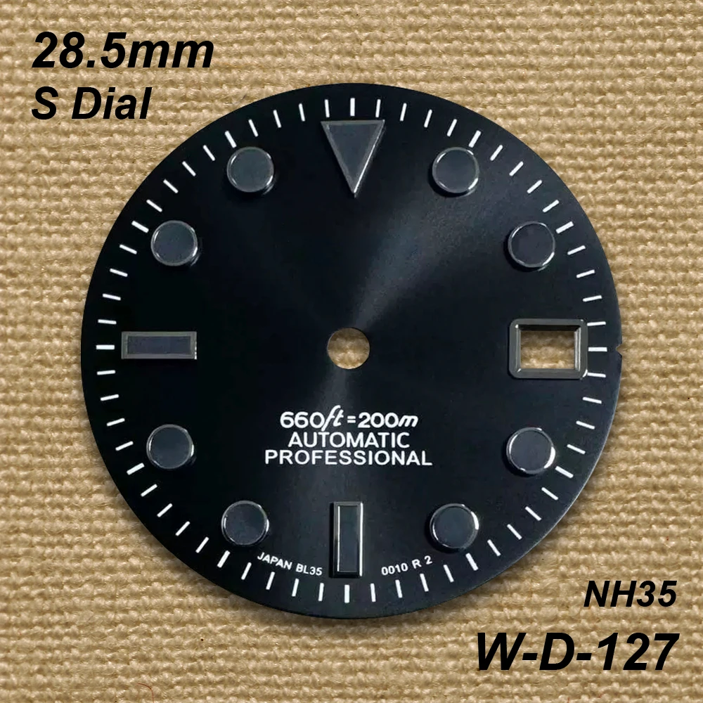 28.5mm SUB S Dial Suitable For NH35/NH36 Automatic Movement Black Index Diving High Quality Watch Modification Accessories