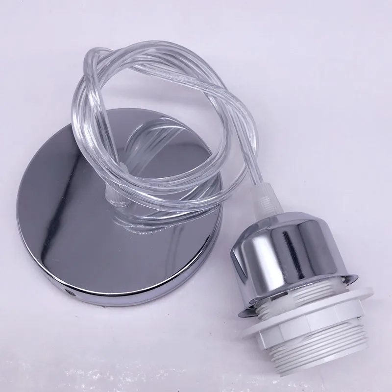 2pcs E27 Full Tooth Lamp Holder Hanging Wire with Half Lamp Cup Holder DIY Hanging Pendant Light Accessories