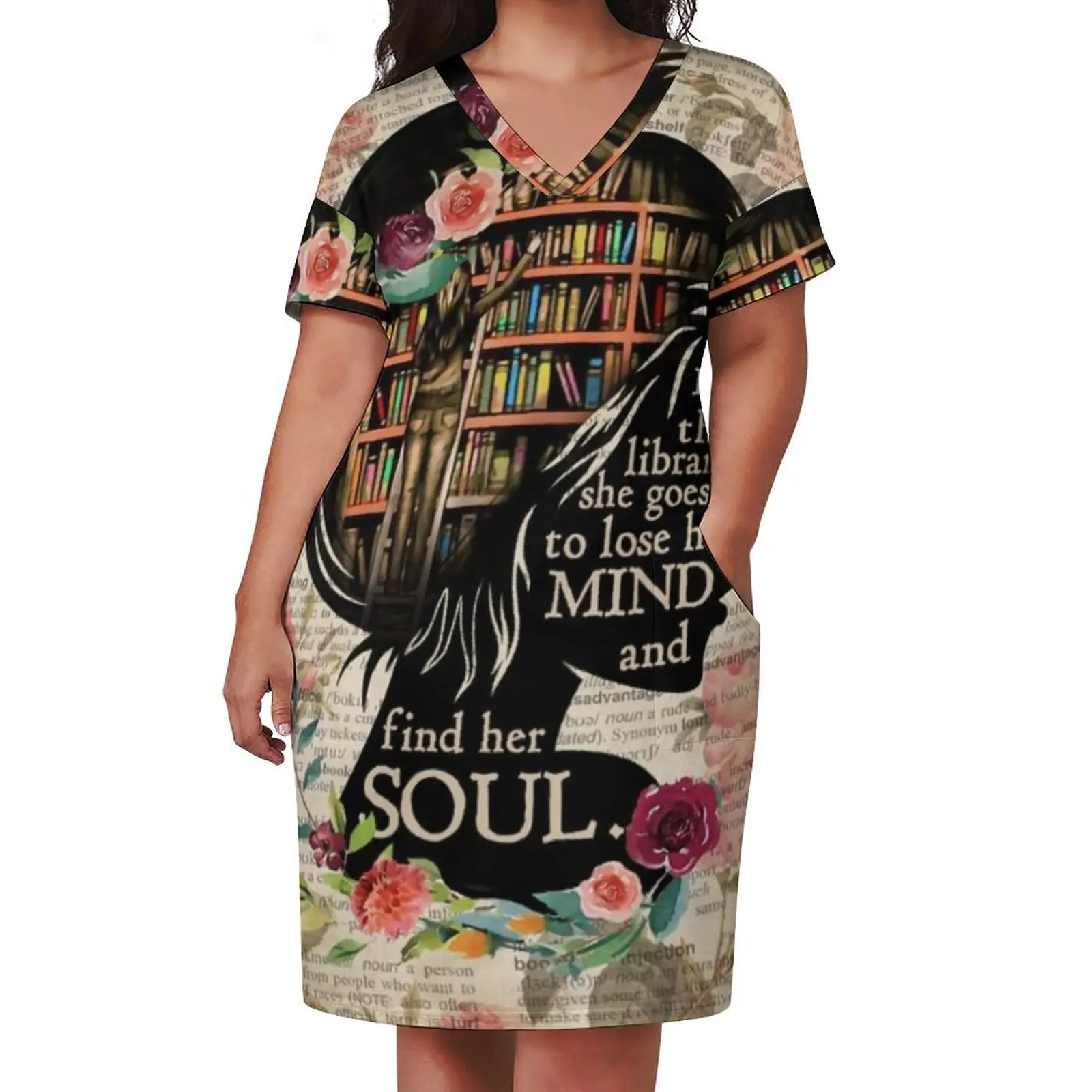 Into the library she goes to lose her mind and find her soul Loose Pocket Dress summer dresses women's dresses luxury