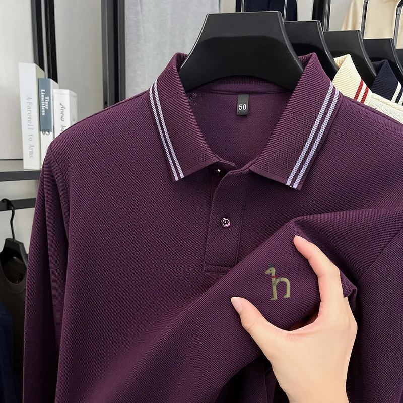 Hohe Qualität männer 100 Baumwolle Polo-Shirt Revers Langarm T-Shirt Herbst Neue Hund Druck Atmungsaktive Business Pendeln Herrenmode top