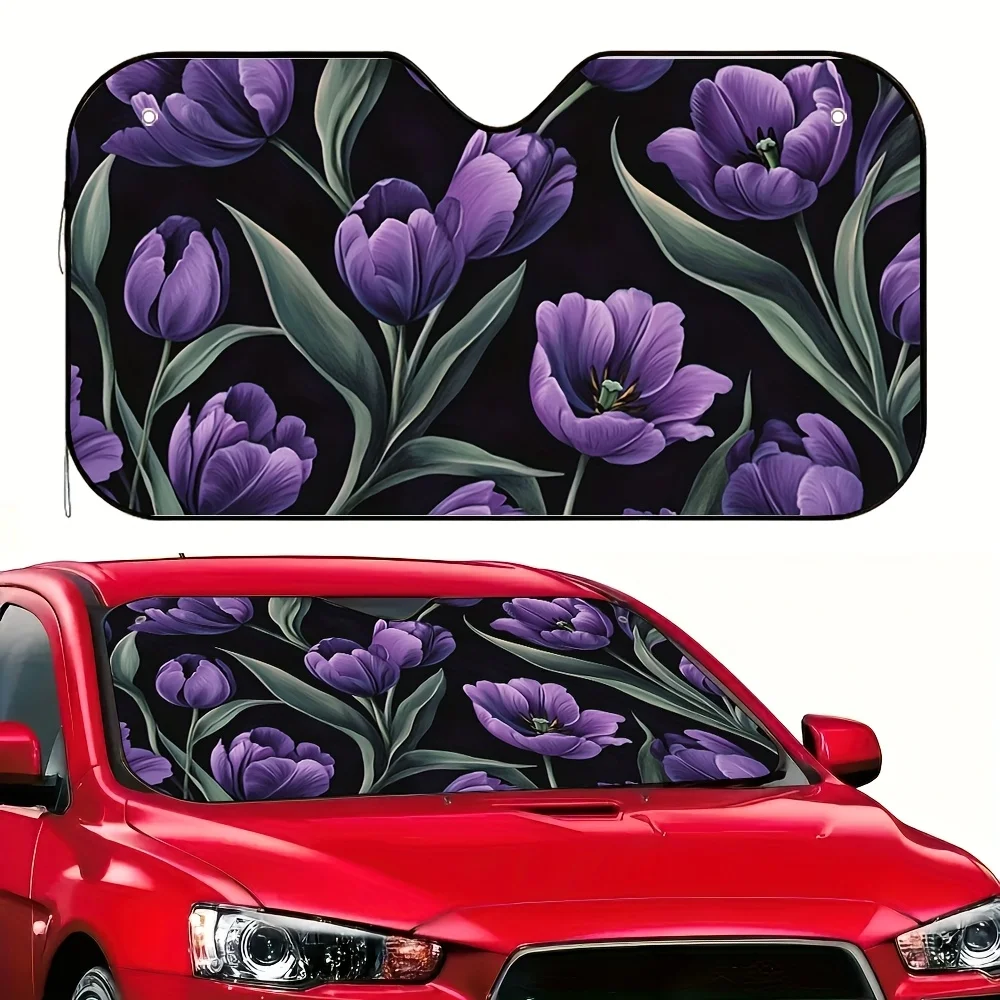 

1 шт. автомобильный солнцезащитный козырек Purple Tulips Harmony — блоки сильного солнечного света, сохраняет впечатления от вождения, подходит для семейных автомобилей и деловых автомобилей
