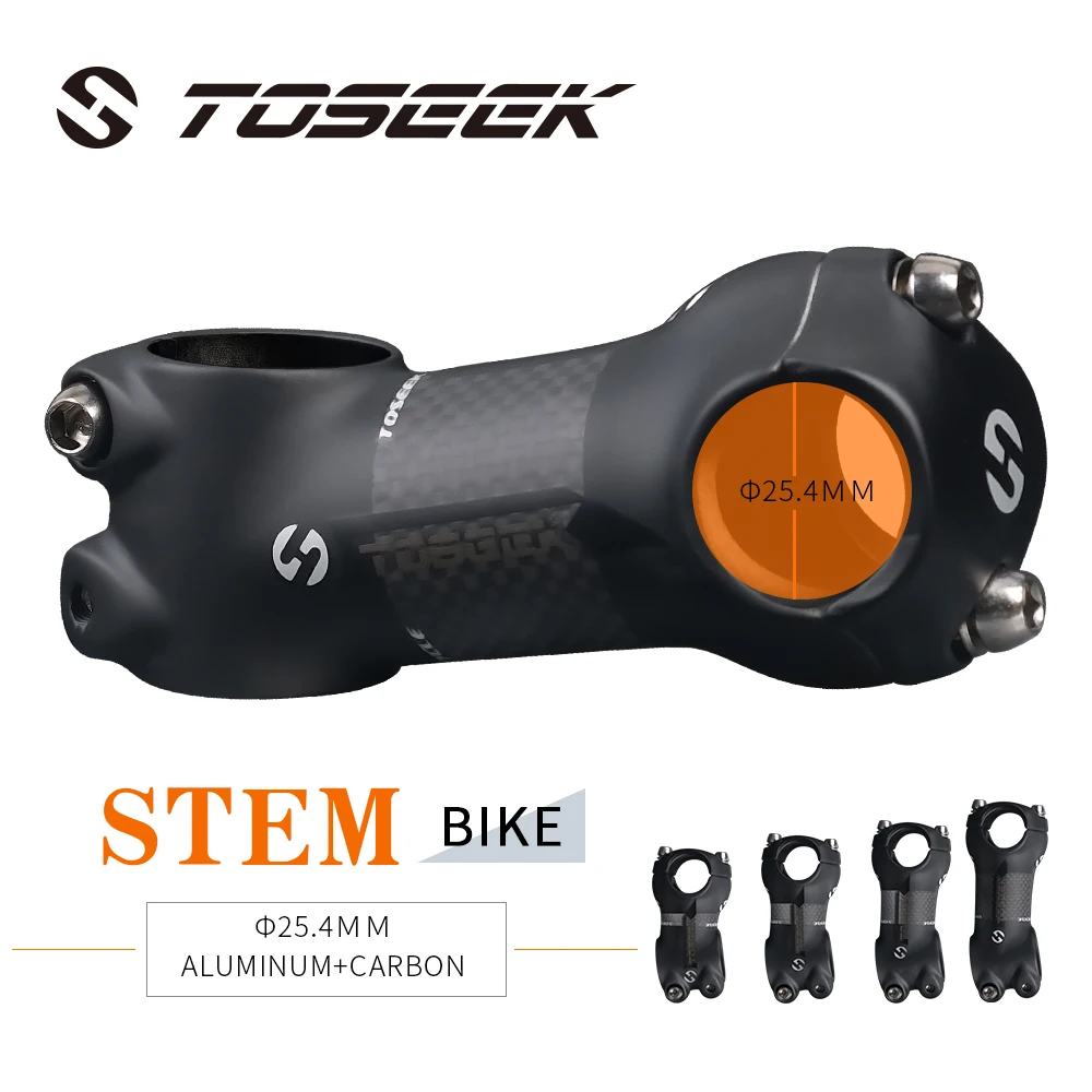 TOSEEK 7 Degree Short Bike Stem Aluminum Carbon For 25.4mm Handlebar 28.6mm Steerer MTB Road Bicycle Power Handlebar Stem Riser