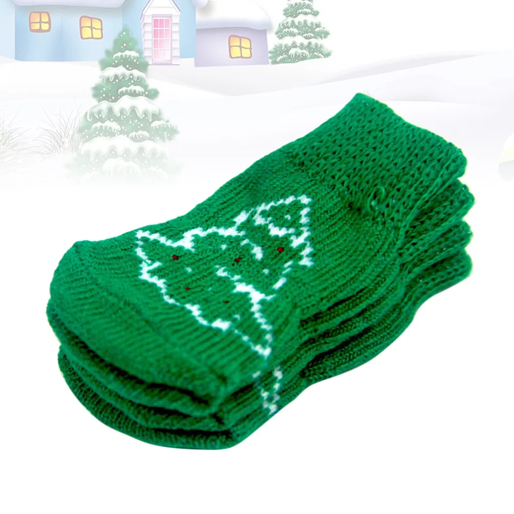 

4Pcs Pet Winter Socks Christmas Warm Cotton Soft Comfortable Small Pet Feet Protector Fashion Birthday Gift Christmas Warm Socks