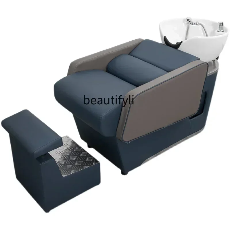 

lx29Barber Shop Shampoo Chair for Hair Salon Ceramic Basin Hair Salon Lying Half Flushing Bed