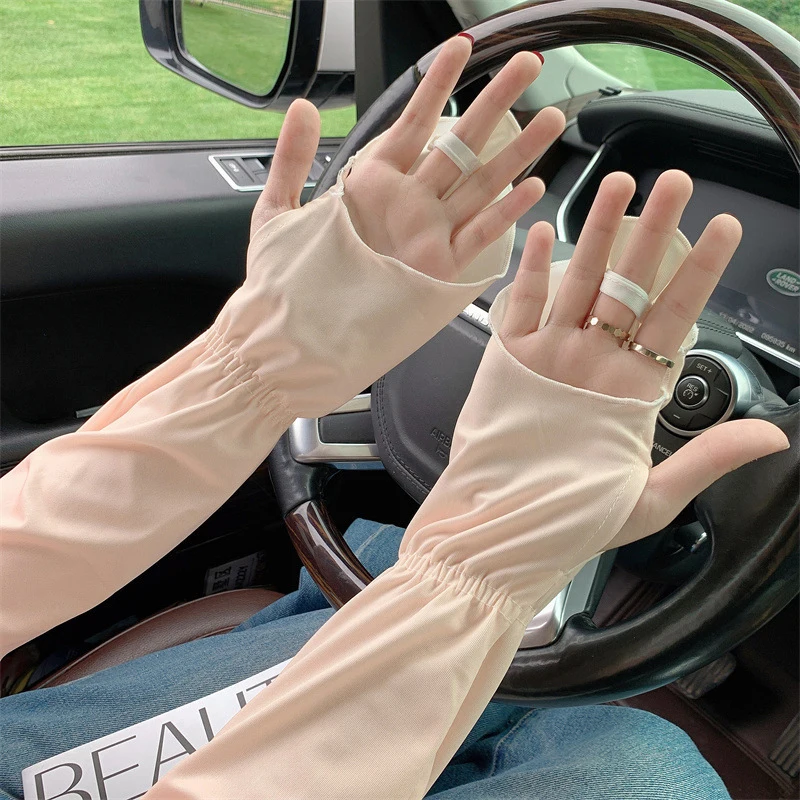 1 زوج التدرج اللون واقية من الشمس الحرير الجليد الذراع كم الصيف القيادة غطاء للذراع فضفاض موضة الأشعة فوق البنفسجية حماية الدراجات غطاء للذراع