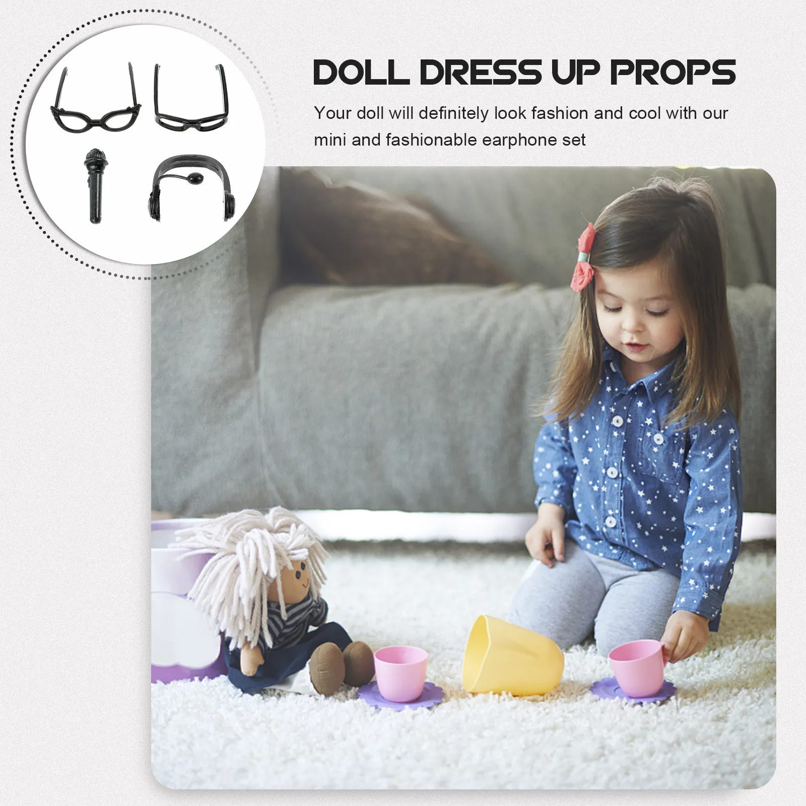 1 Set Mini Headset Plastic Earphone Props Fashionable Dress Glasses Costume Accessories DIY Decorative Microphone Pretend Play