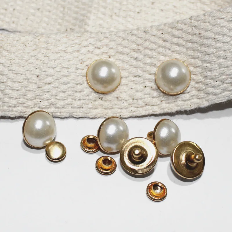 50/100Pcs Phnom Penh Imitation Pearls With Rivets Studs Leather Bag Shoes Clothes DIY Crafts Decor