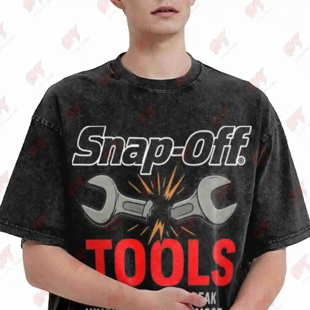Snap Off Tools Wrench Mechanic Vintage Badge Vintage Washed Tee Pure Cotton T-Shirt