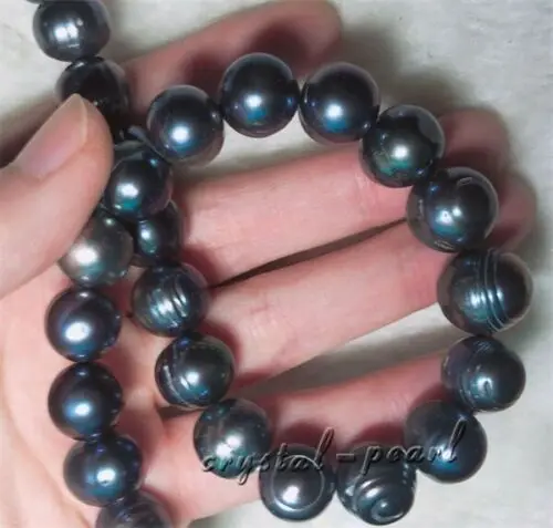 AAA 12-13MM TAHITIAN South China Sea Black BAROQUE Pearl Necklace 18 