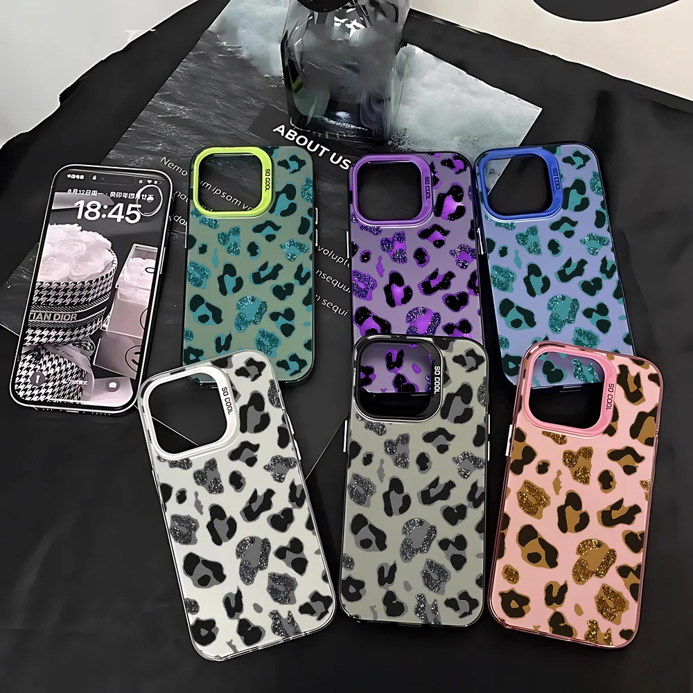 Shiny colorful leopard print Phone Case for Xiaomi Redmi Note 8 9 9S 10 11 12 13 14 15 Pro Plus 4G 5G Anti Fall Matte Back Cover - view 3