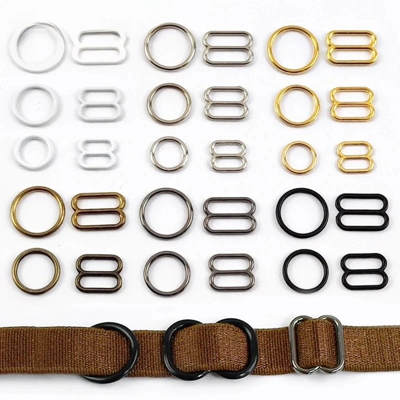 50/100Set 6-20mm Metal Bra Strap O Ring Buckle Underwear Adjuster Slider Clasp for Bikini Hook DIY