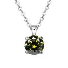 Classic Yellow Gold Cubic Zirconia Pendant 18K Silver Plated - Silver Yellow Green