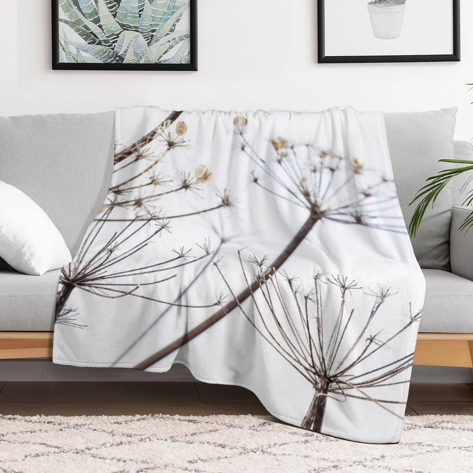 Dried Cow Parsley Seed Heads Throw Blanket Flannel Fabric Flannel Luxury Brand Quilt Blankets