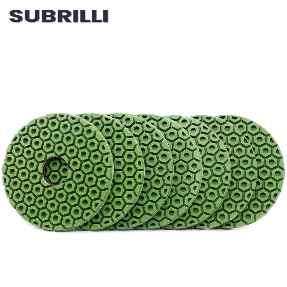 SUBRILLI 7PCS/Set 4inch Diamond Polishing Pads 100mm Polish Wheels For Granite Marble Stone Concrete Wet Aggressive Grinding