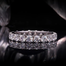 DEF Color VVS Round Cut 2.5MM Lab Grown Diamond Band Ring Full Eternity Ring 14k White Gold for Women Lady Gift