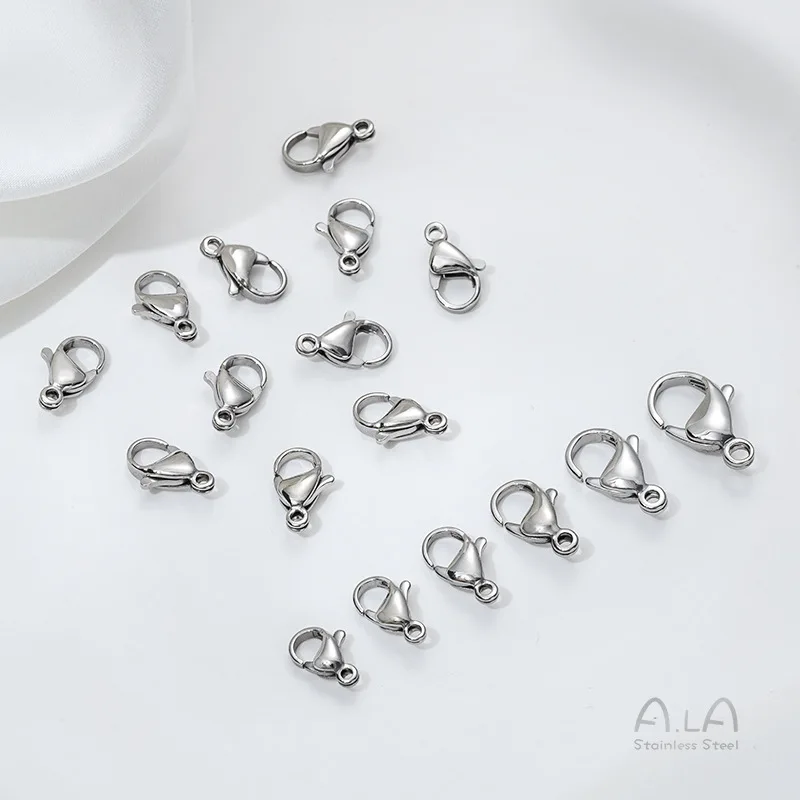 Titanium Steel Lobster Buckle Fine Polished 316 Stainless Steel Button Head DIY Bracelet Necklace Buckle Jewelry End Buckle