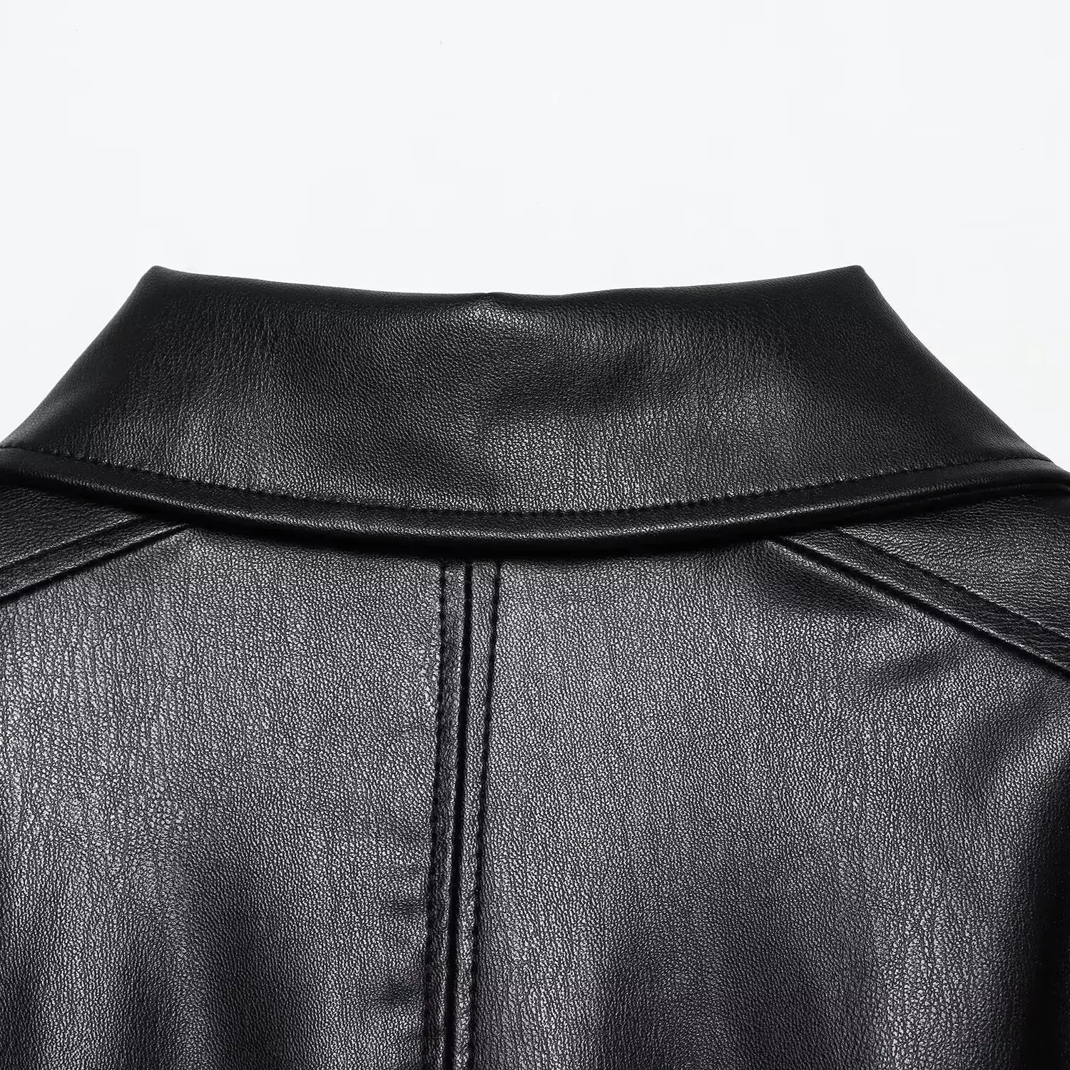 DiYiG امرأة 2025 الخريف موضة جديدة تقليد الجلود تأثير سترة الرجعية طويلة الأكمام جوكر حزام سترة ملابس خارجية Mujer