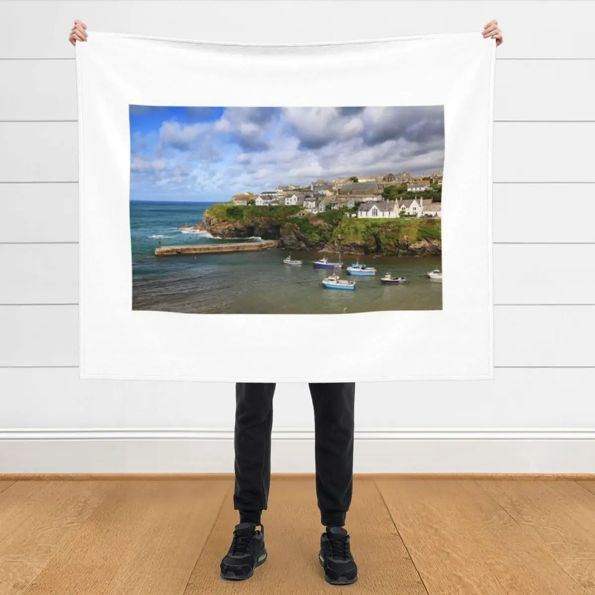 

The village of Port Isaac in Cornwall Throw Blanket Luxury Brand Summer Beddings bed plaid Bed Blankets