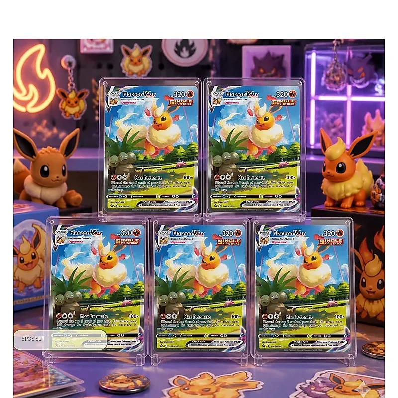 Flareon VMAX SWSH180 en DIY PTCG Collection Cards Self Made Single Card Classic Game Anime Card Gift Toy 5PCS 10PCS Set