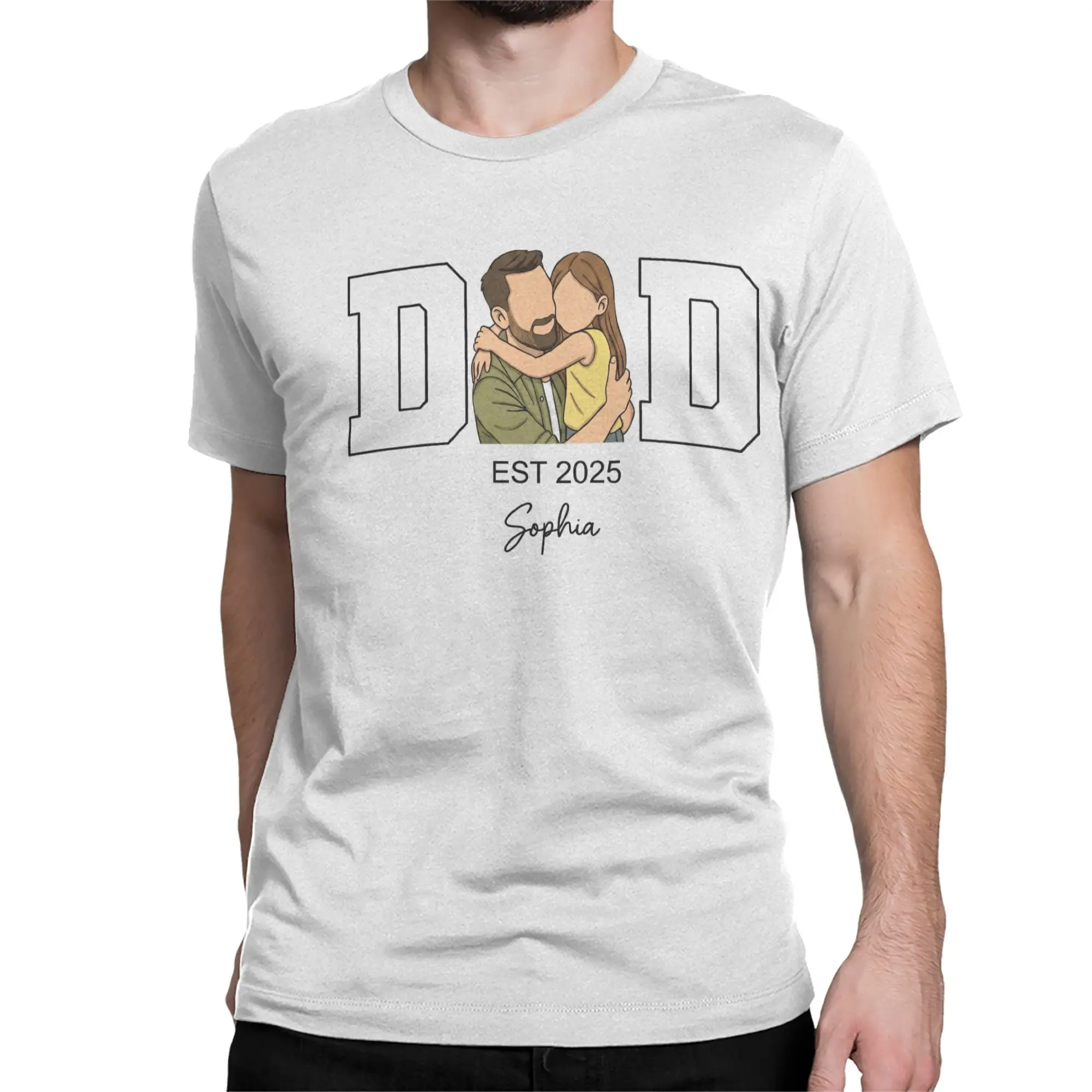 Personalized Grandpa Dad T-Shirts for Men Women Custom Name Birthday Fathers Day Gift Cotton Tees O Neck T Shirt Graphic Tops