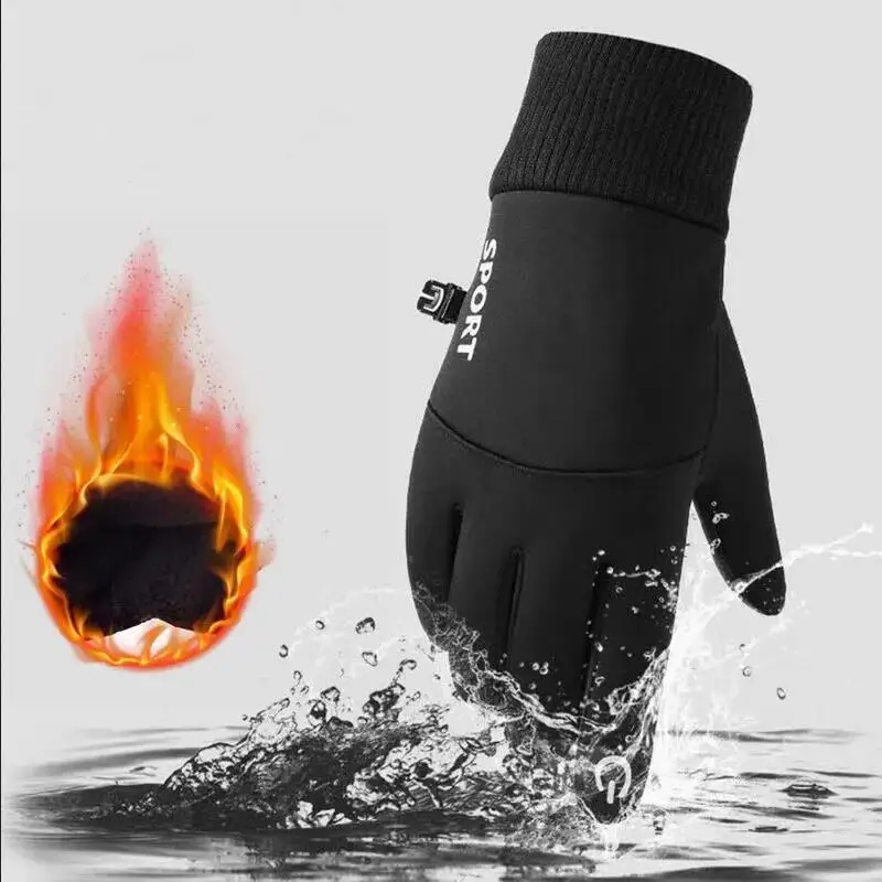 Winter Thermal Waterproof Gloves All-Finger Touch Screen Cycling Outdoor Sports Running Motorcycle Warm Bicycle Gloves