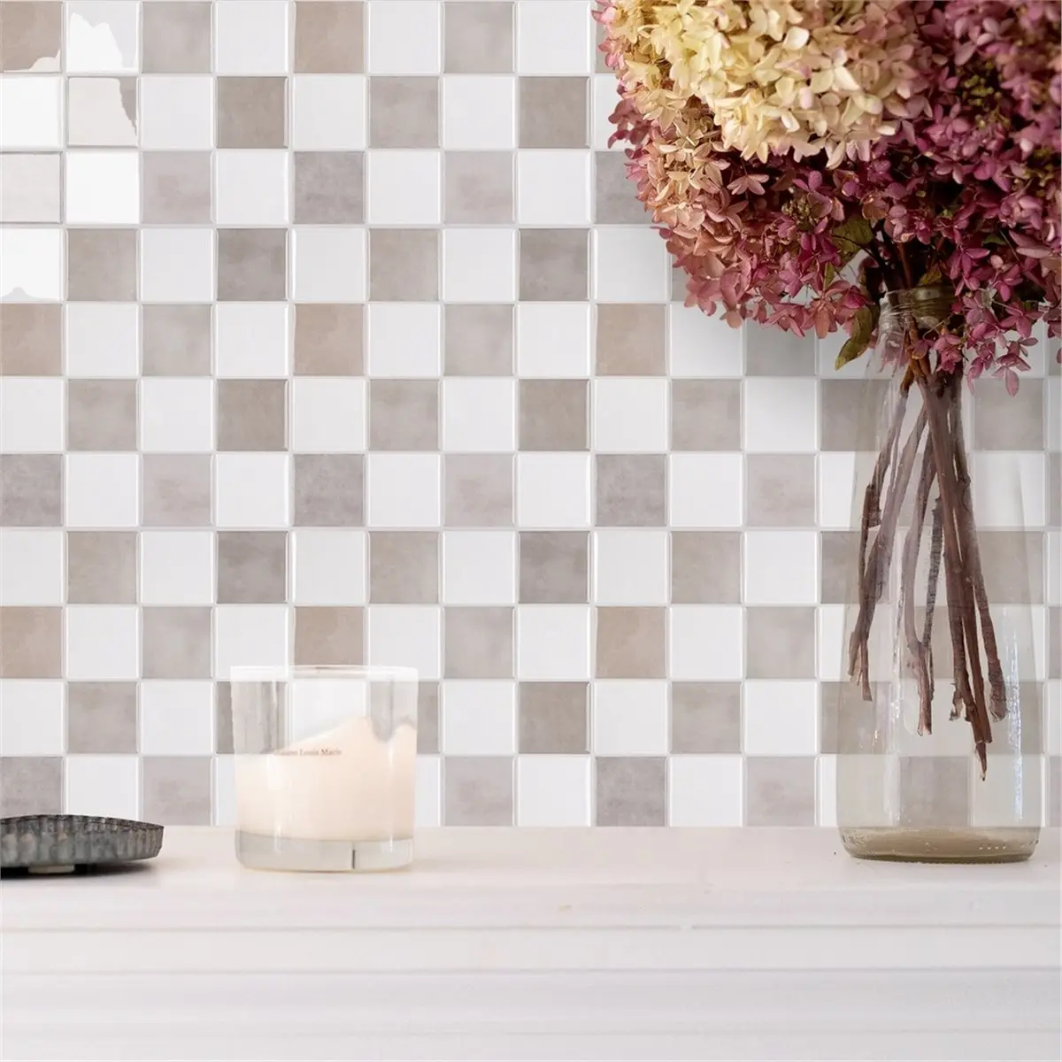 5pcs Peel and Stick Square Wall Sticker 3D DIY Wall Tiles Strong Adhesive Vinyl Wallpaper Easy to Install for Home