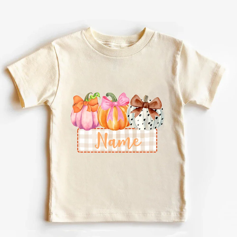 Halloween Pumpkin Shirt Personalized Name T-Shirt Pumpkin PatchCustom Name Thanksgiving Toddler Tshirt Fall Clothes