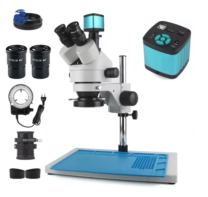 

Trinocular Stereo Microscope 48MP 4k Video 60FPS Digital Microscope Camera Eyepiece Soldering PCB Mobile Repair 7X-45X