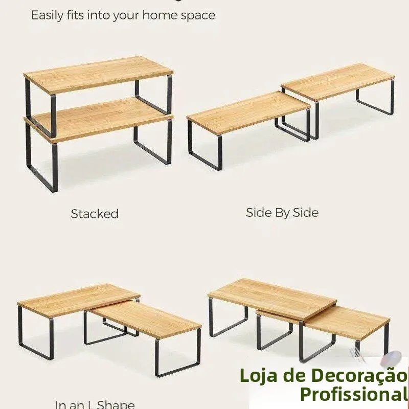 Organizador de Cozinha Multifuncional para Bancada: Armário Retrátil com Prateleiras Extensíveis e Divisórias para Panelas e ...