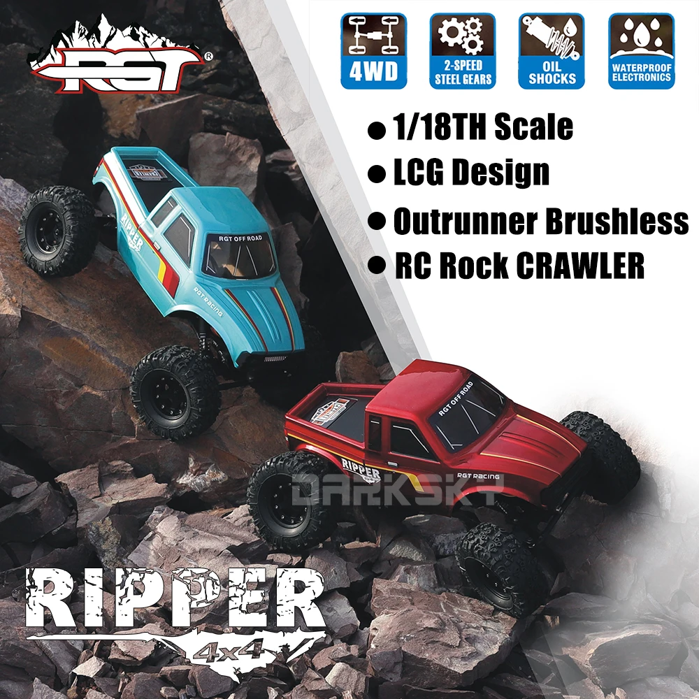 RGT 18800 RIPPER LCG 4WD 1/18 RC Electric Remote Control Model Car Rock Crawler Outrunner Brushless RTR Adult Children Toys
