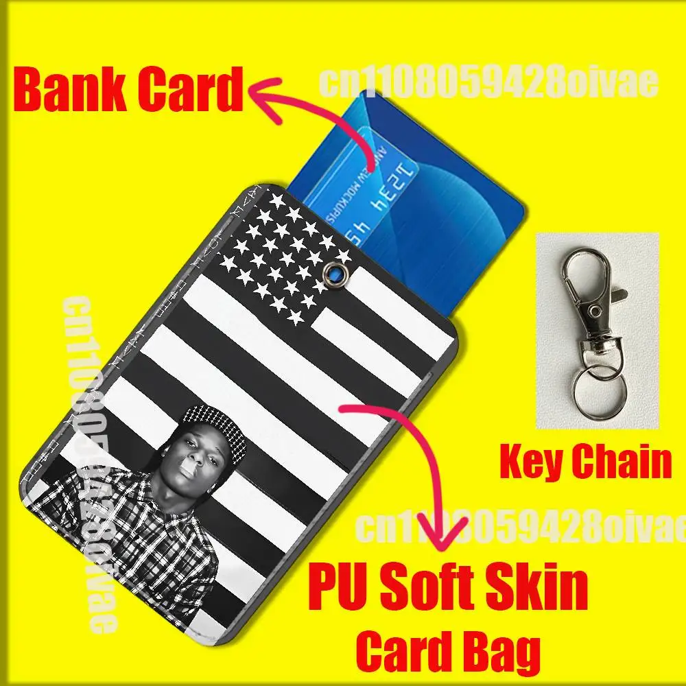 A-ASAP ロッキー ドント・ビー・ダンブ ライブ・ラブ カードホルダー カバー IDクリップ クレジットカード 銀行カード バッグ バスカード メールカード スリーブ ポケット PUレザー キーホルダー