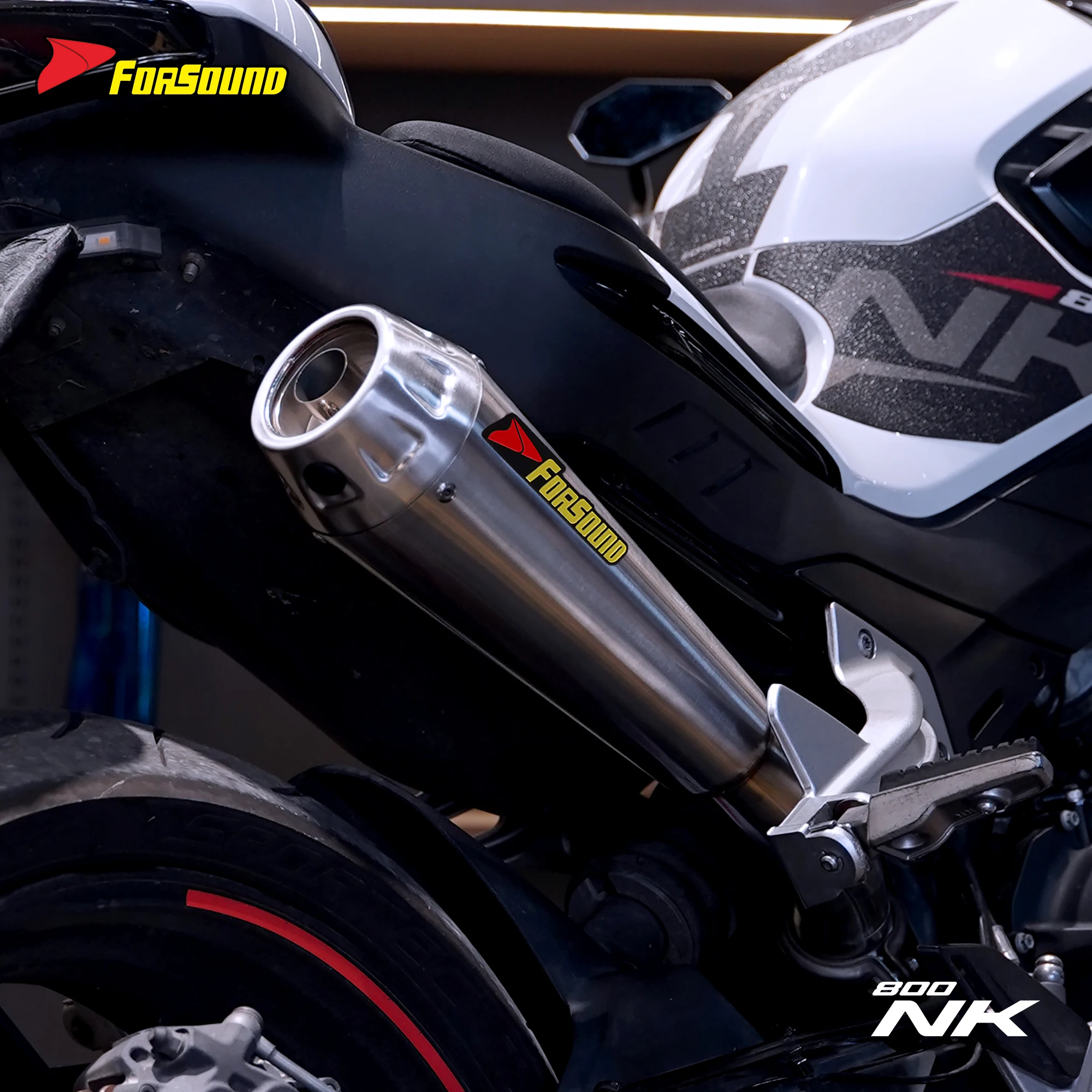 Forsound Factory Wholesale Price CFMOTO 800NK Titanium Exhaust Valved Muffler with Mid Pipe Resonator