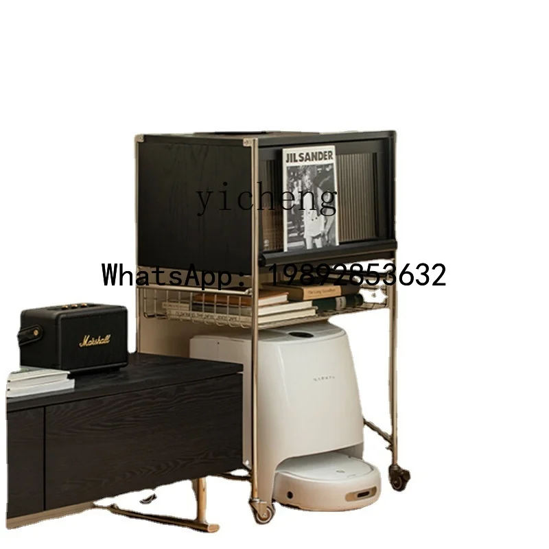 Solid Wood Side Cabinet Sweeper Shelf Magazine Rack Display Showcase